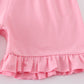 Pink Cross Embroidery Bow Set