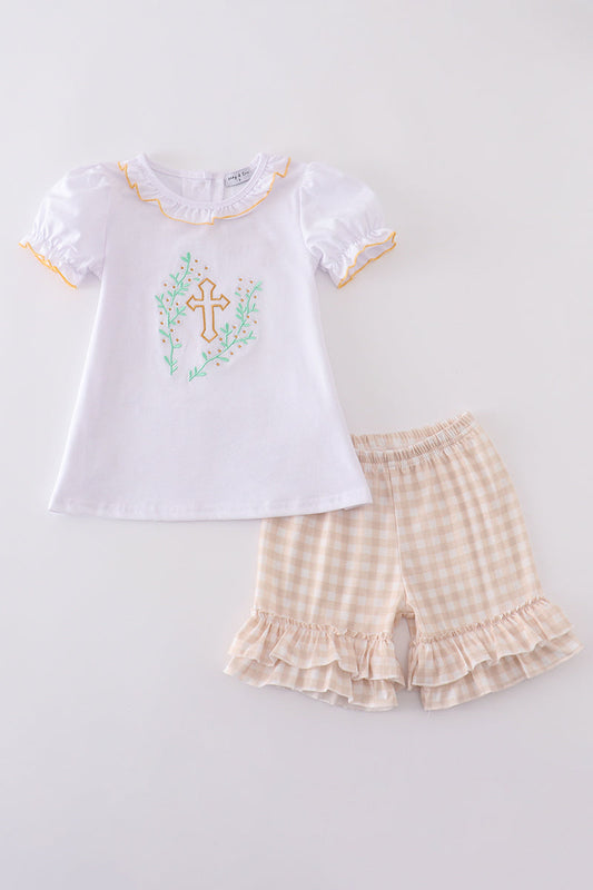Easter Cross Embroidery Girl Set