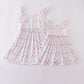 Blue Bow Lattice Print Mom & Me Dress