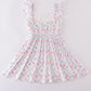 Blue Bow Lattice Print Mom & Me Dress