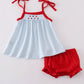 Gingham Star Embroidery Bloomer Set