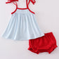 Gingham Star Embroidery Bloomer Set