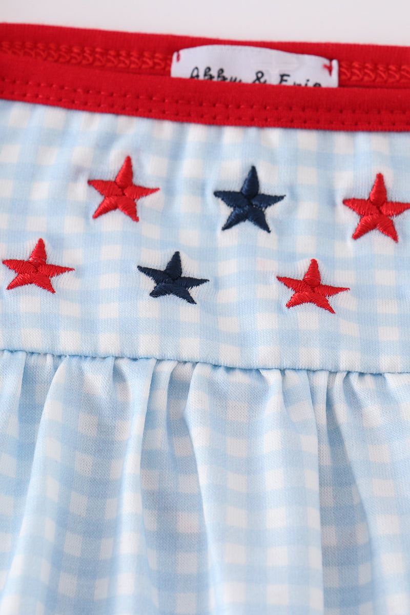 Gingham Star Embroidery Bloomer Set