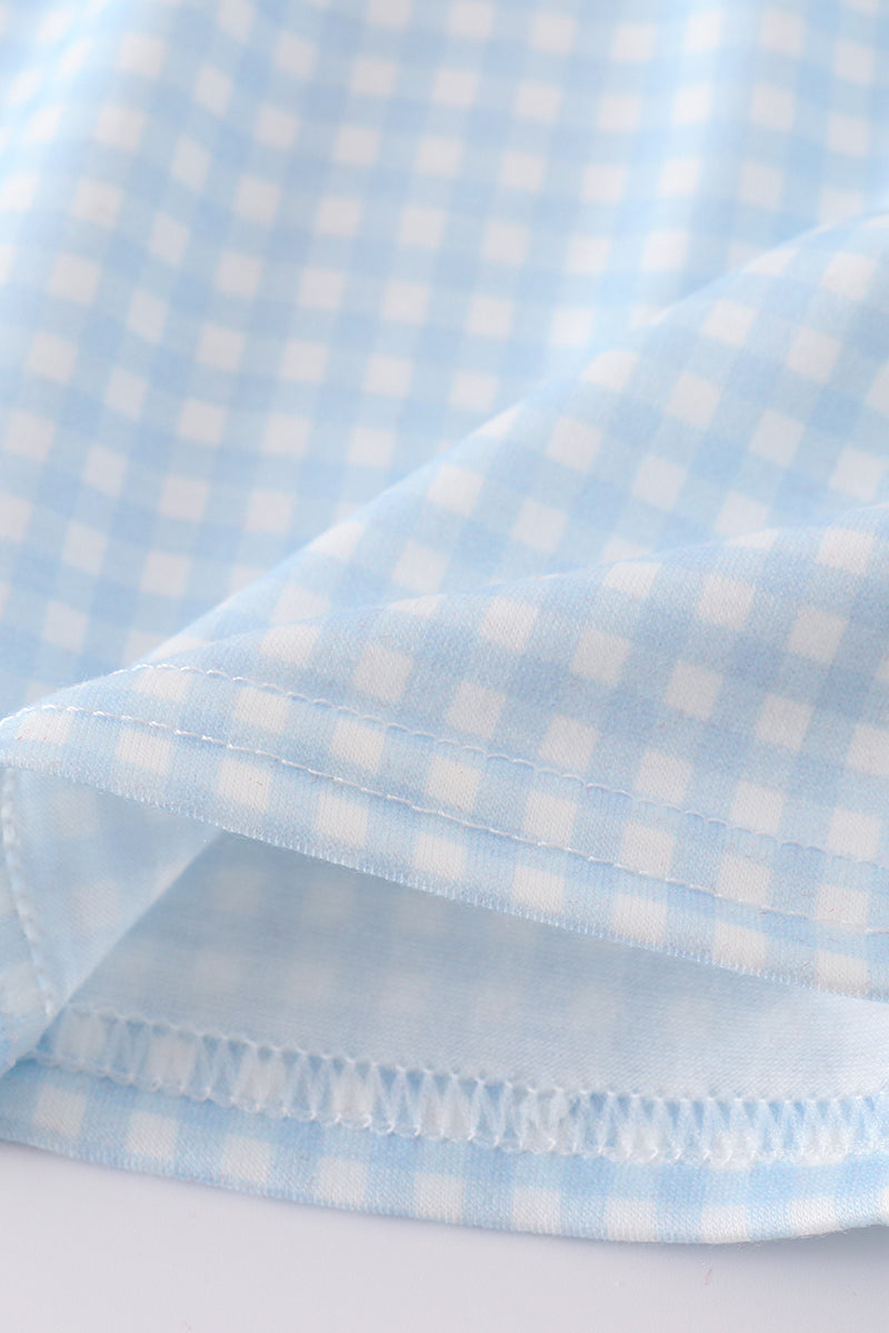 Gingham Star Embroidery Bloomer Set