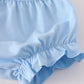 Blue Flag Embroidery Smocked Gingham Bloomer Set