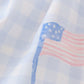 Blue Flag Embroidery Smocked Gingham Dress