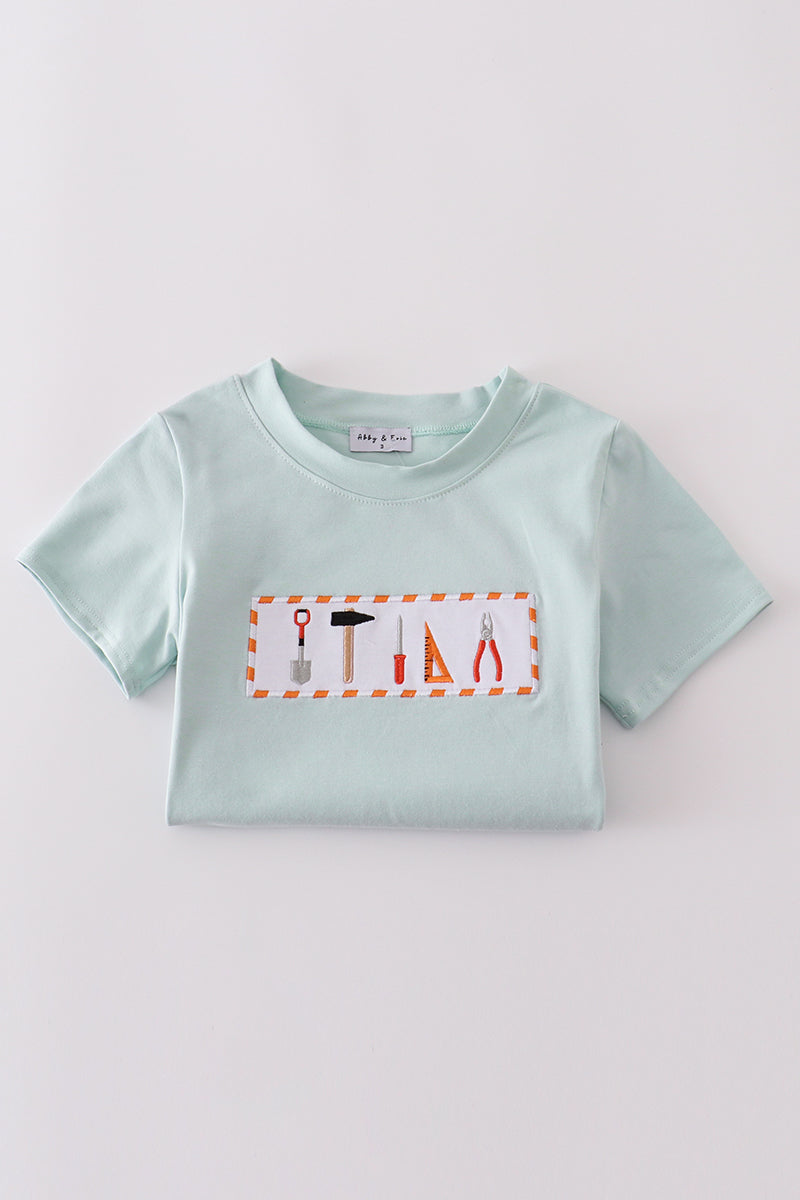 Blue Tool Embroidery Top