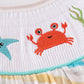 Rainbow Stripe Marine Creature Embroidery Smocked Bubble
