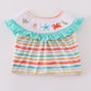 Rainbow Stripe Marine Creature Embroidery Smocked Shorts Set
