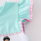 Mint Princess Embroidery Gingham Shorts Set