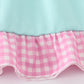 Mint Princess Embroidery Gingham Ruffle Dress