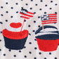 Red Cake Embroidery Dot Ruffle Bubble