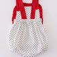 Red Cake Embroidery Dot Ruffle Bubble