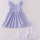 Blue Stripe Seersucker Shorts Set