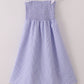 Blue Stripe Seersucker Smocked Mom&Me Dress
