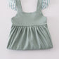 Sage Stripe Flutter Trim Ruffle Dress