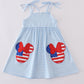 Blue Character Applique Stripe Dress