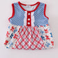 Blue Bow Print Ruffle Dress
