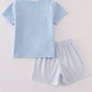 Blue Whale Embroidery Smocked Shorts Set