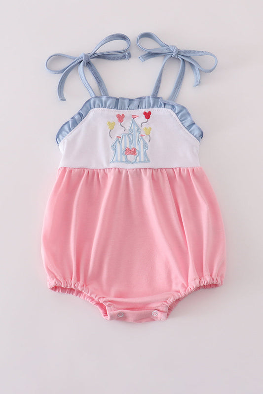 Pink Castle Applique Ruffle Bubble