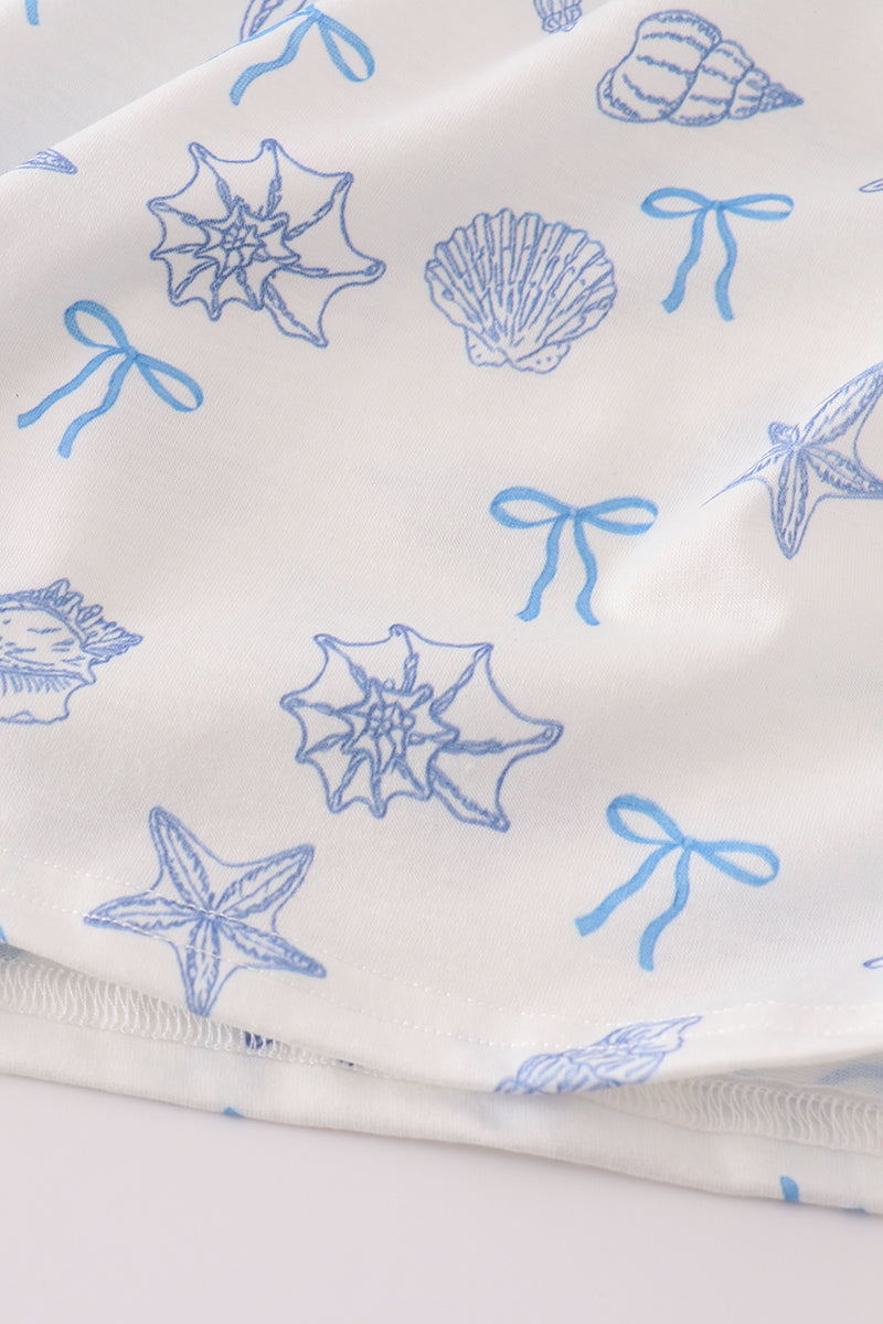 Blue Seashell Bow Mom & Me Dress