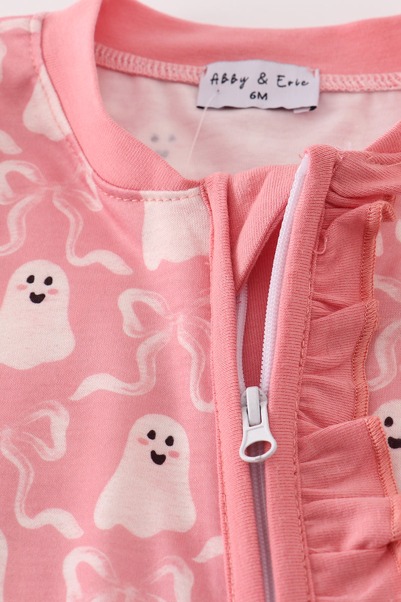 Halloween Ghost Print Ruffle Romper