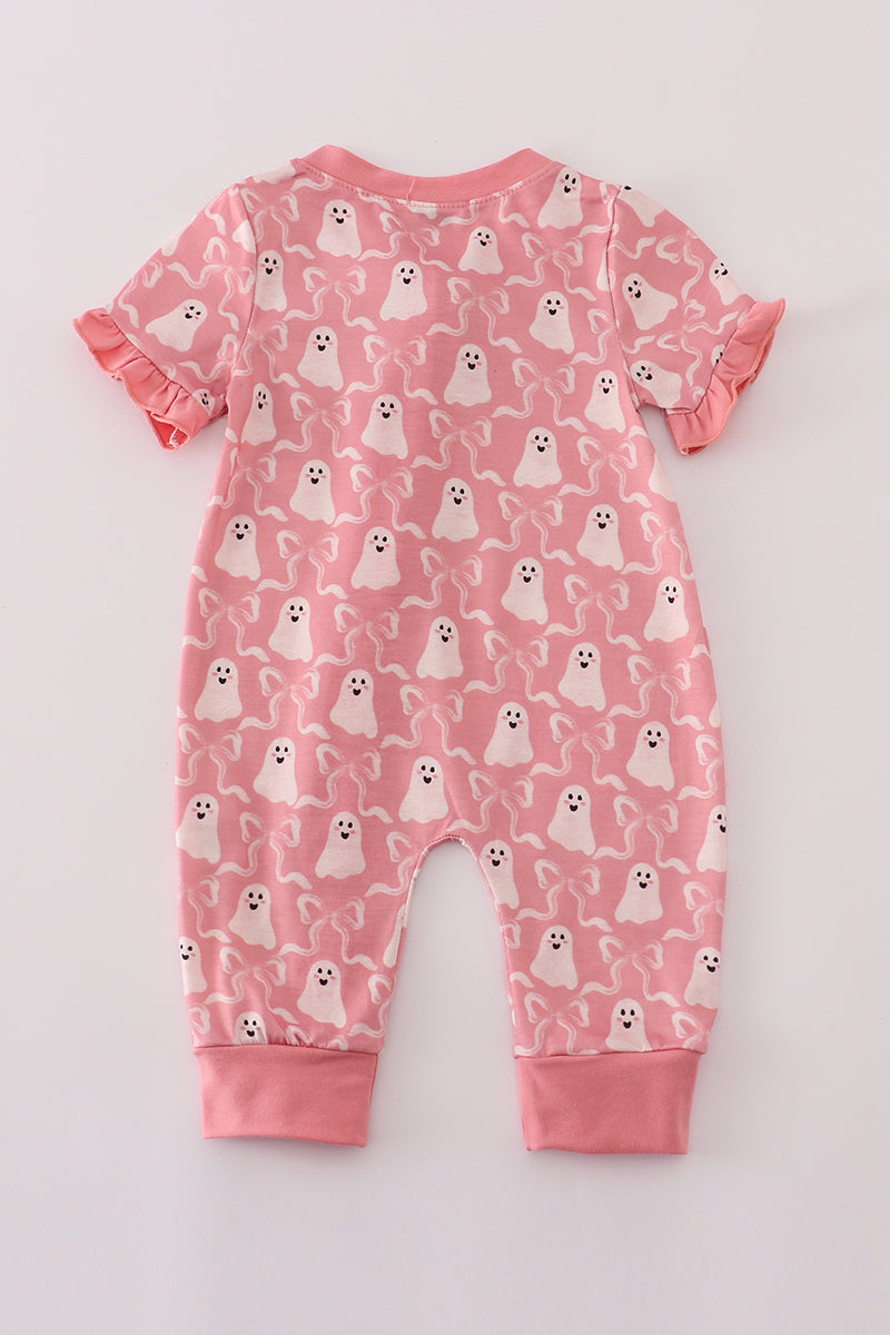 Halloween Ghost Print Ruffle Romper