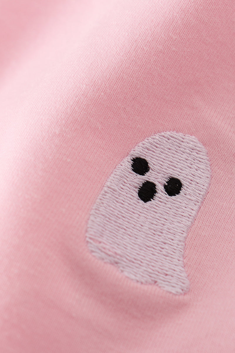 Pink Ghost Embroidery Ruffle Dress