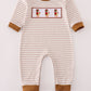 Brown Stripe Duck Embroidery Romper