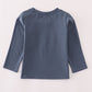 Navy Character Embroidery Top