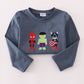 Navy Character Embroidery Top