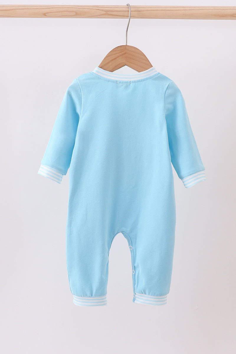 Blue Nativity Embroidery Romper