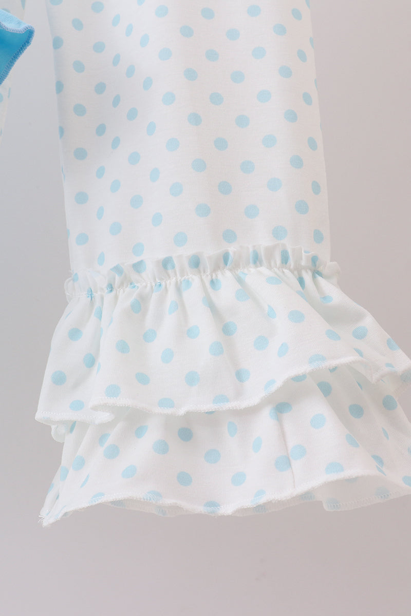 Blue Nativity Embroidery Ruffle Dress Set