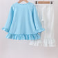 Blue Nativity Embroidery Ruffle Dress Set