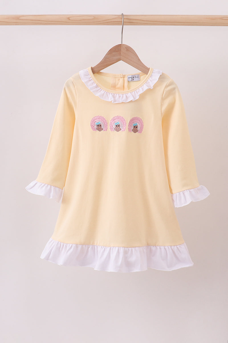 Beige Turkey Embroidery Ruffle Dress