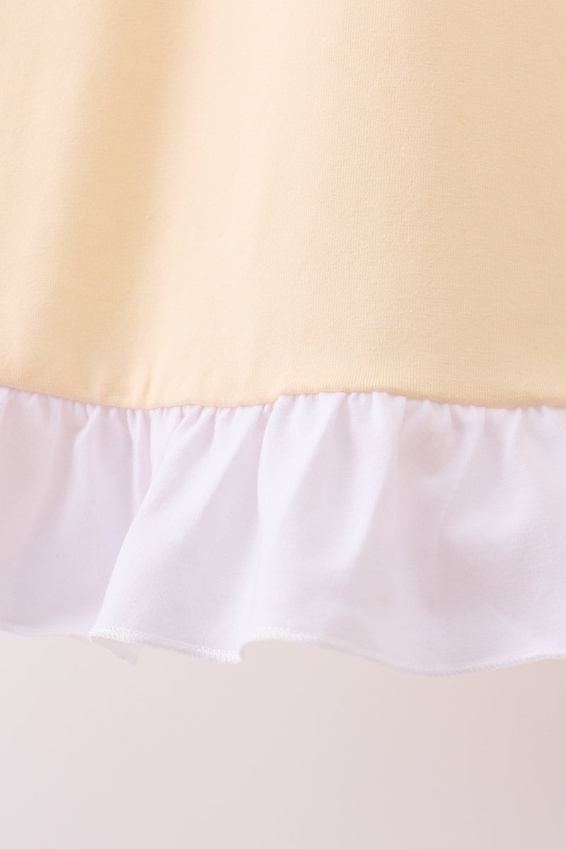 Beige Turkey Embroidery Ruffle Dress