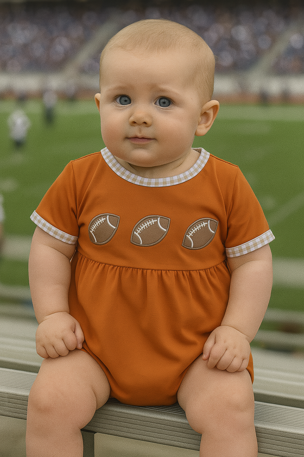 Premium Carmel Football Embroidery Boy Bubble
