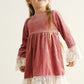Premium Dusty Pink Velvet Lace Dress