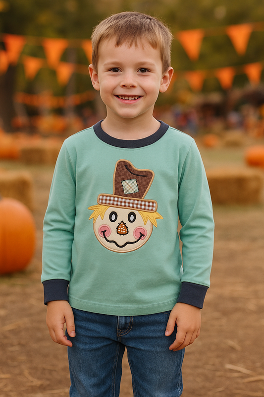 Green Scarecrow Applique Top