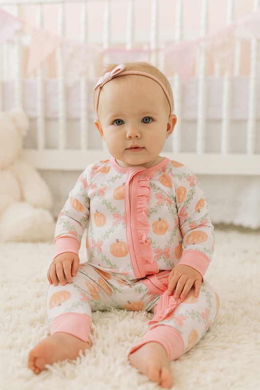 Pink Pumpkin Bamboo Romper