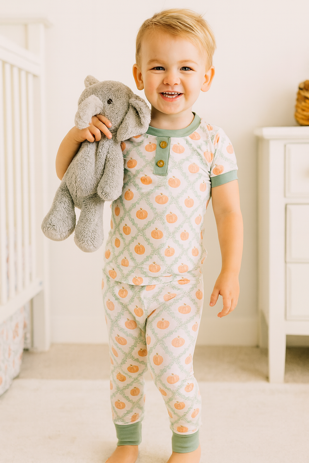Green Pumpkin Bamboo Pajamas Set