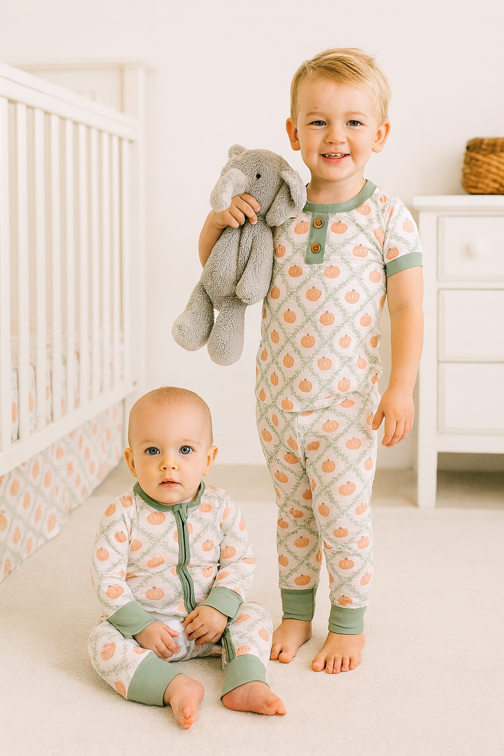 Green Pumpkin Bamboo Pajamas Set