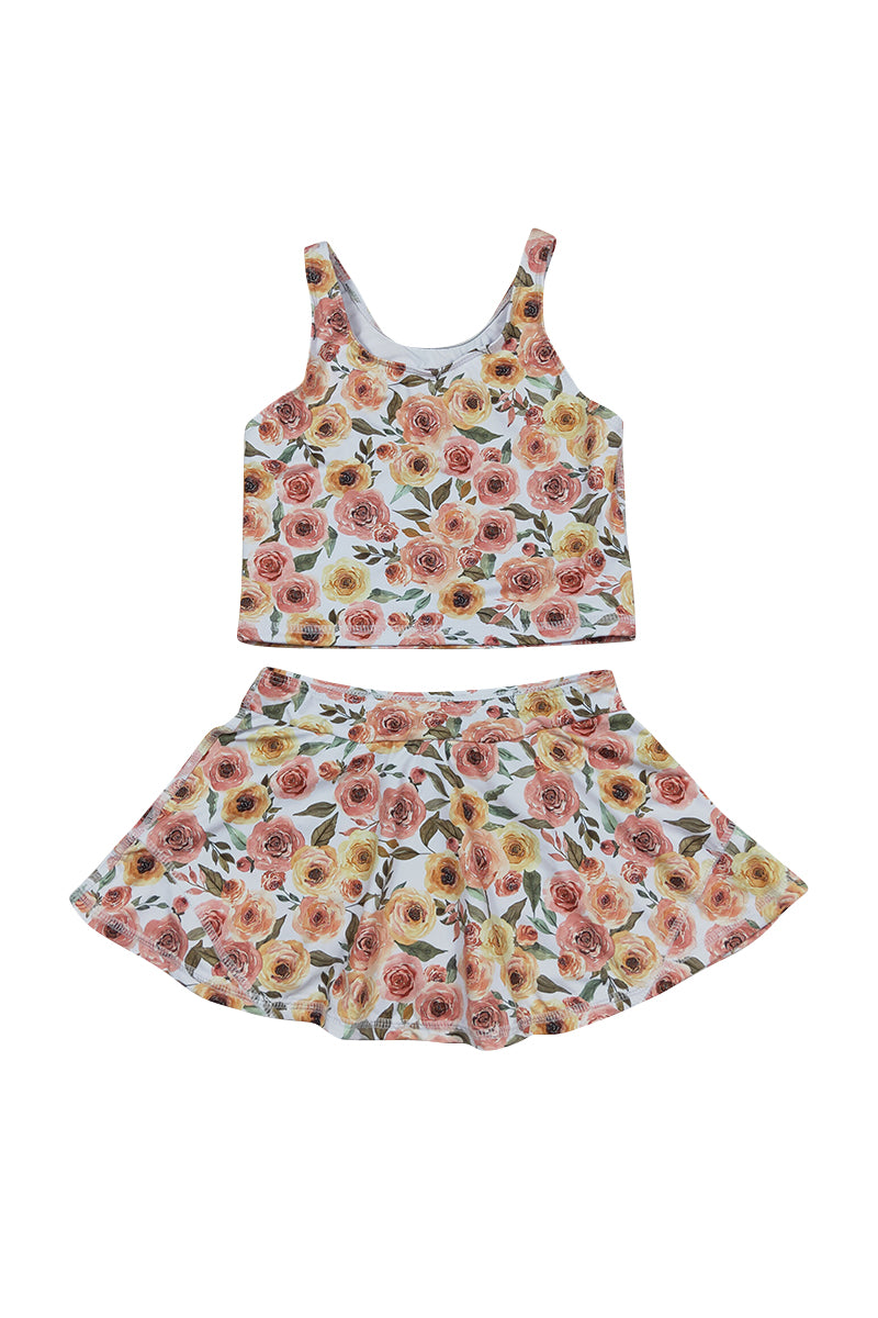 Floral Print Girl 2Pc Swimsuit