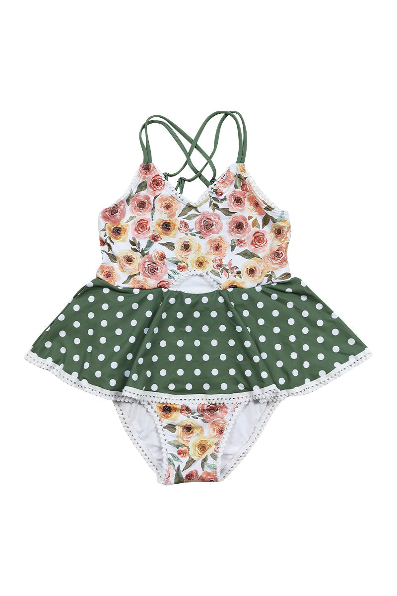 Floral Print Girl One-Piece Swimsuit