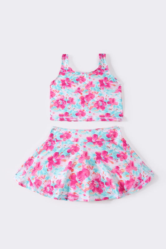 Blossom Breeze Print Girl 2Pc Swimsuit