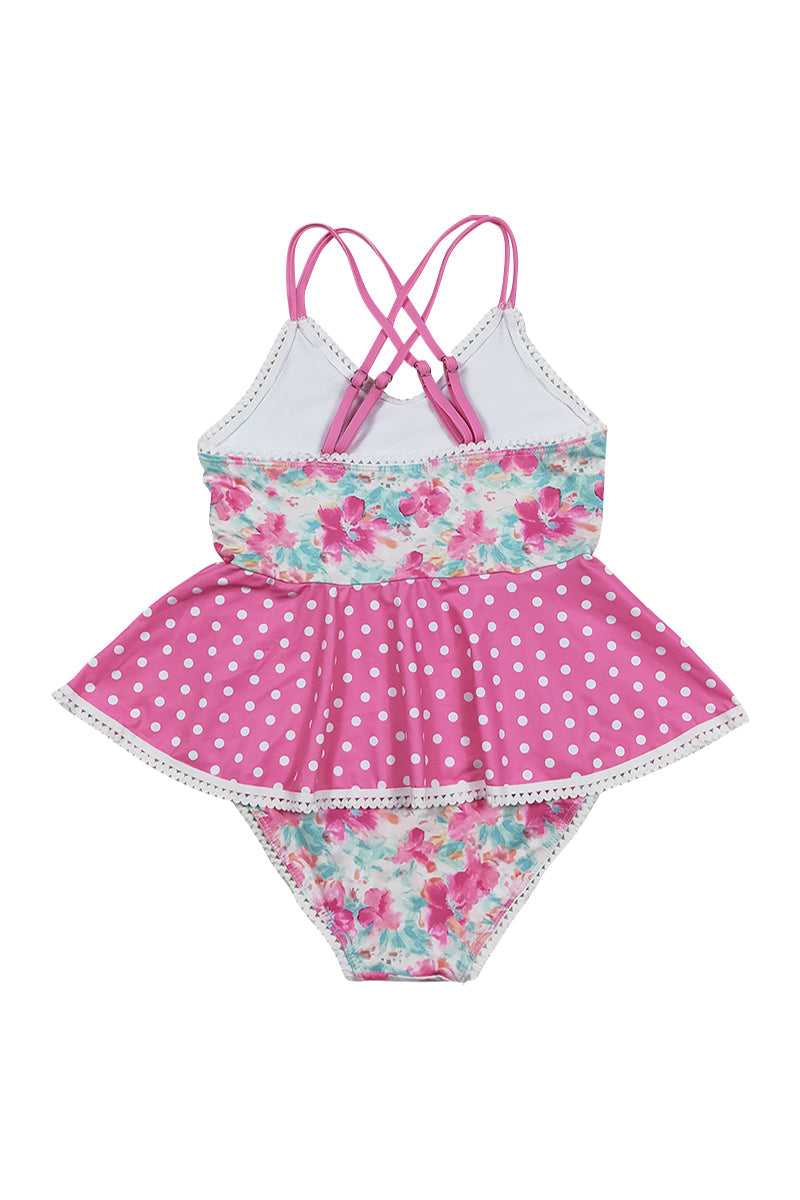 Blossom Breeze Print Girl One-Piece Swimsuit