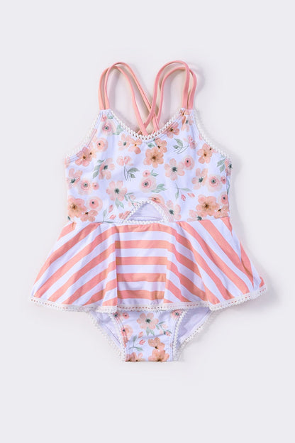 Petal Whisper Print Girl One-Piece Swimsuit