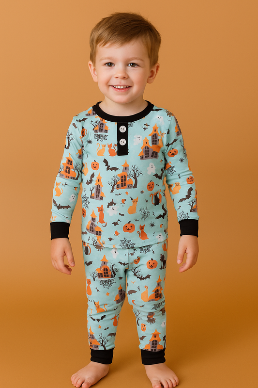 Blue Halloween Boy Pajamas Set
