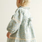 Blue Floral Corduroy Lace Dress