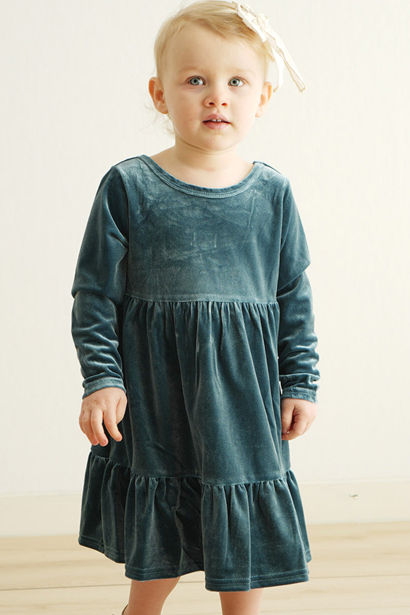 Premium Lake Velvet Tiered Ruffle Dress
